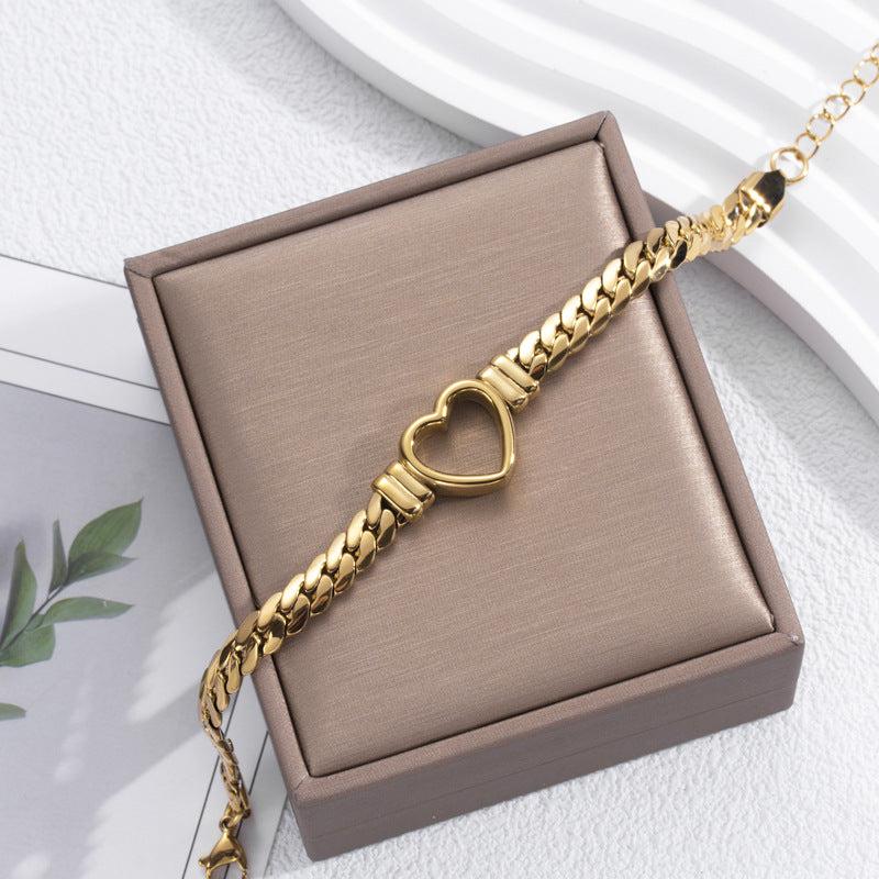 Cheky - Fashion Simple Hollow Heart Titanium Steel Bracelet