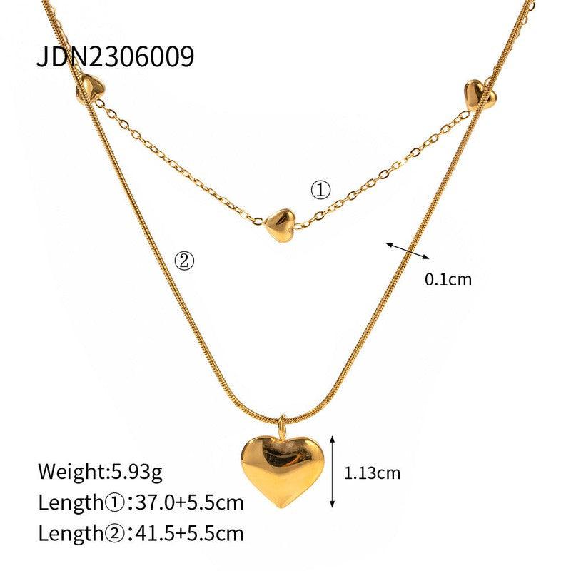 Cheky - Love Double-layer Necklace 18K Gold-plated Collarbone Necklace