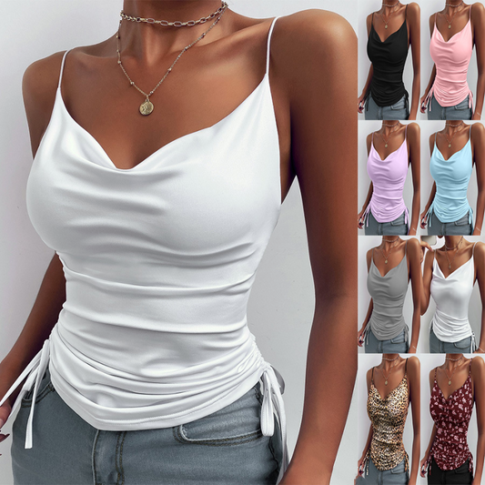 Cheky - Spaghetti Strap Tops V-neck Camisole Shirts Women Summer Clothes