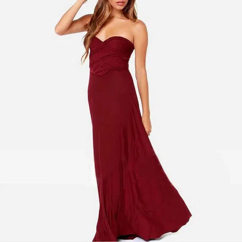 Cheky - Convertible Wrap Maxi Dress - Sexy Red Boho Party Wear