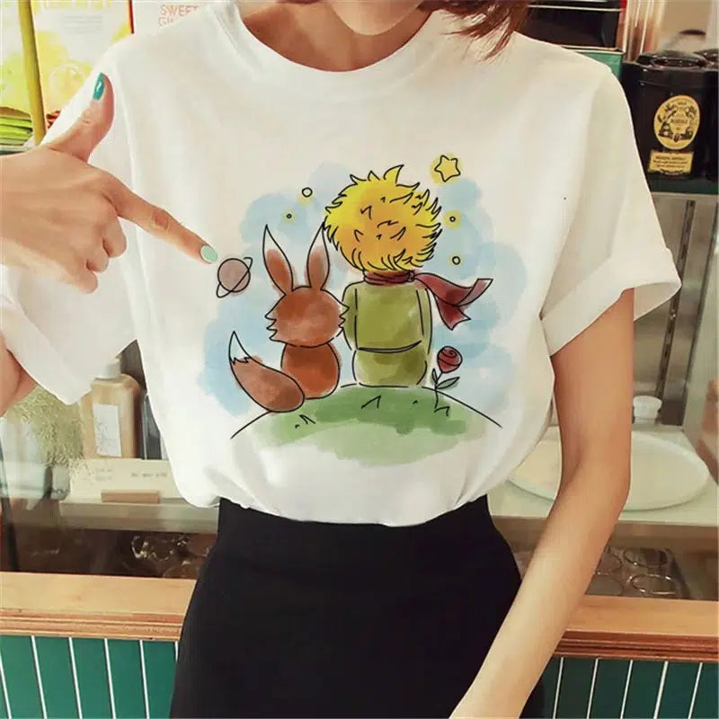 Cheky - Hot Spring Summer Little Prince Graphic Women's T-Shirt Little Prince Graphic Tees Vouge Shirts For women O-Neck Short Sleeve