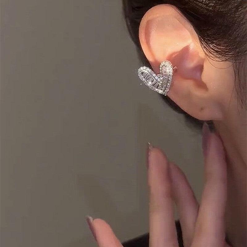 Cheky - Fashion Jewelry Micro Inlaid Zircon Love Ear Clip Female Niche Design