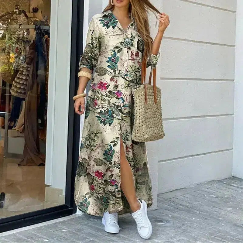 Cheky - Long Sleeve Boho Maxi Dress - Casual Spring/Autumn Fashion