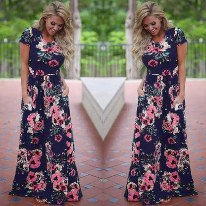 Cheky - Pink Floral Boho Maxi Dress - Summer 2022 Beach Party Wear