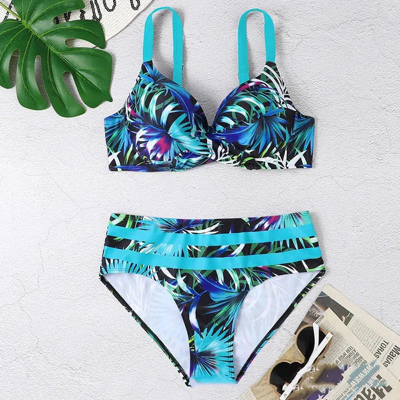 Cheky - Summer Bikinis Women High Waisted Swimwear With Push Up Female Swimsuit 2024 Swimming Bathing Suit Bikini Set Beach Wear Bather