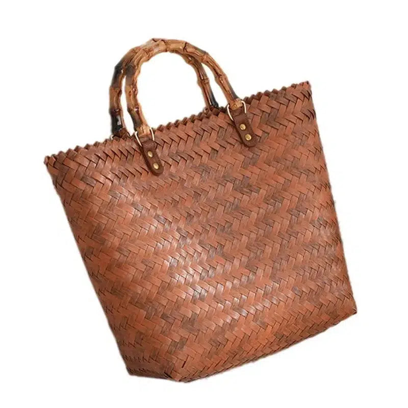 Cheky - Exquisite Woven Tote Bag Multifunctional Women Handbag High Capacity Handwoven Rattan Large Straw Bag Clothing Matching