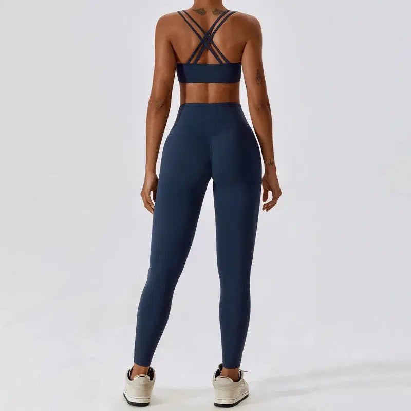 Cheky - Yoga Clothing Sets Women Athletic Wear High Waist Leggings And Top Two Piece Set Seamless Gym Tracksuit Fitness Workout Outfits