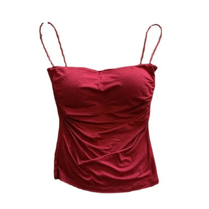 Cheky - Tank Tops Women With Built In Bra Spaghetti Strap Tanks For Woman Solid Color Casual Summer Camis Female Korean Style Dropship