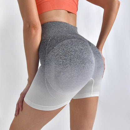 Cheky - Striped Yoga Shorts High Waist Hip-lifting Tight Pants For Women Running Fitness Sports Leggings