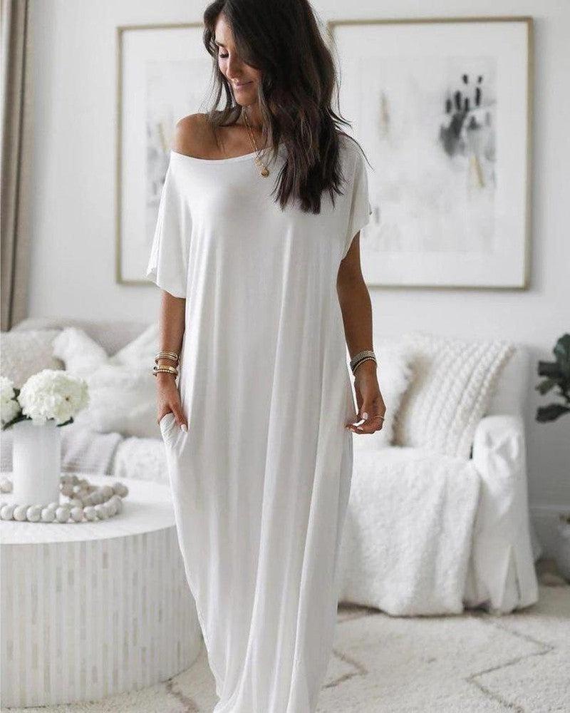 Cheky - Solid Color Homewear Long Dress