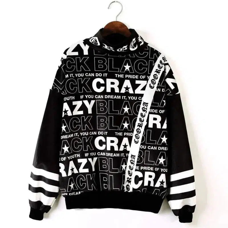 Cheky - autumn and winter new black and white printing sweater high