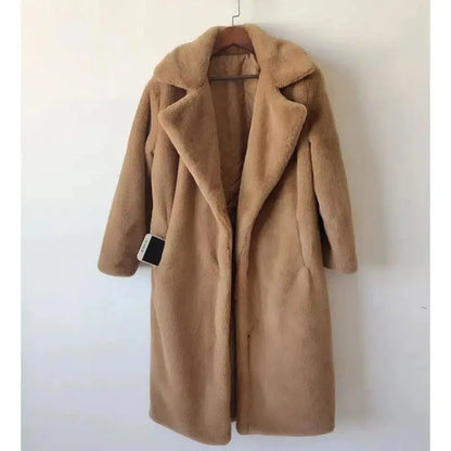 Cheky - Fashion New High Quality Velvet Fur Long Coat Women