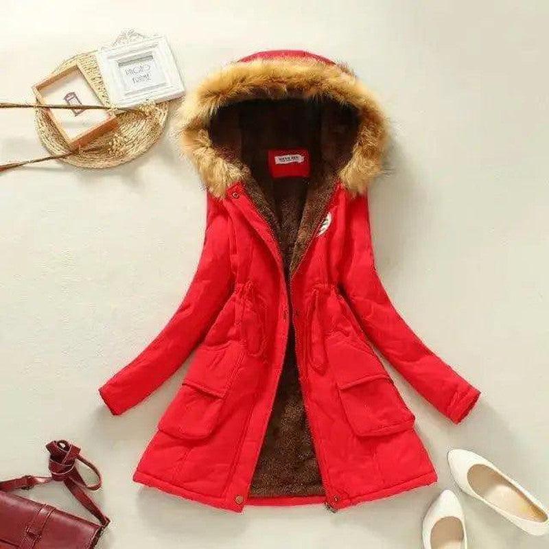 Cheky - Large wool collar lamb coat