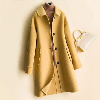 Cheky - Mid-length women's woolen coat trench coat