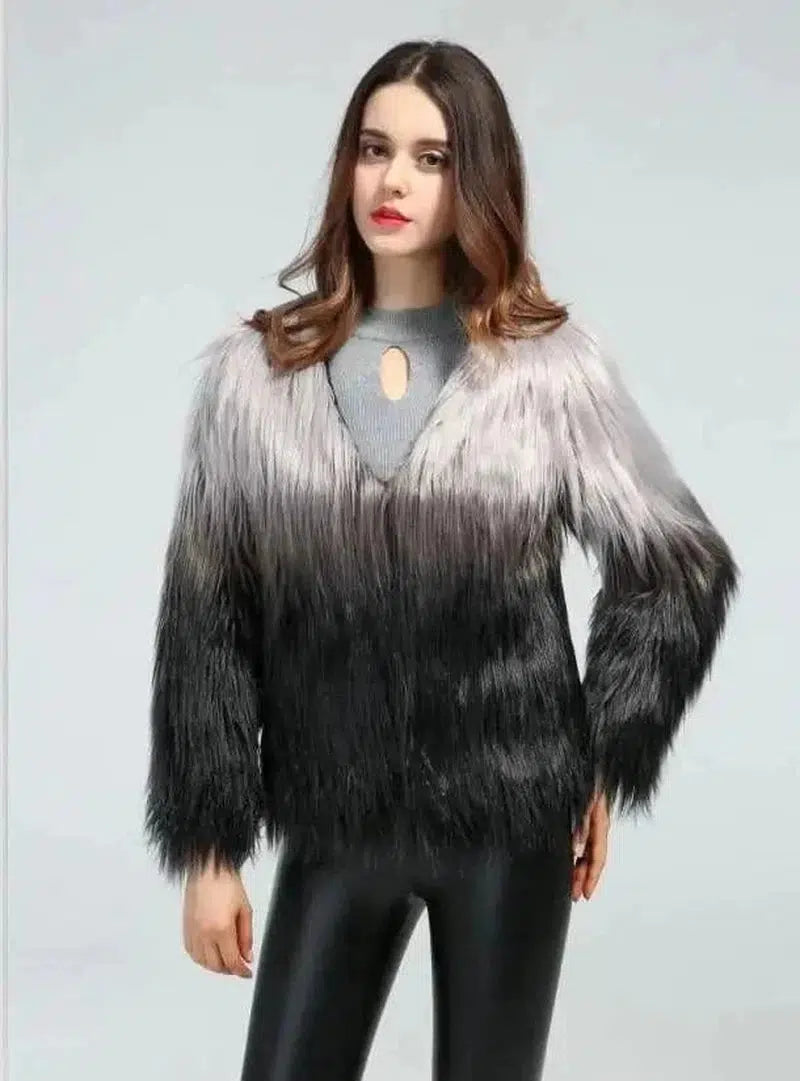 Cheky - New Autumn And Winter Ladies Imitation Fur Coat Long Sleeves