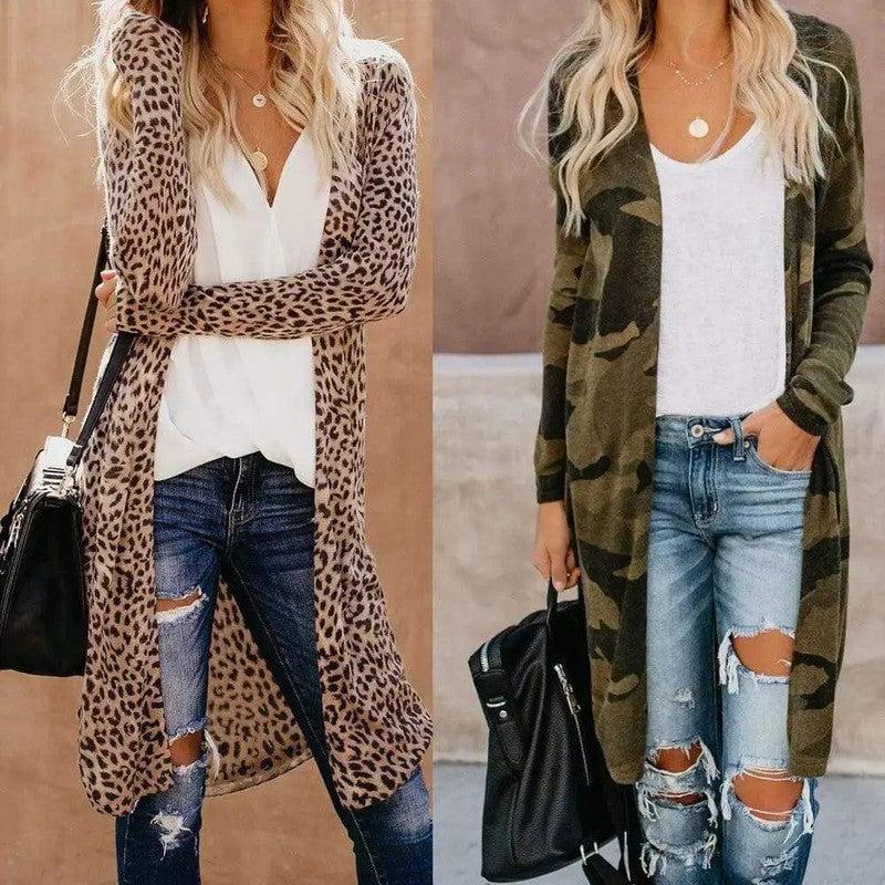 Cheky - New Streetwear Women Long Sleeve Cardigan Leopard Kimono