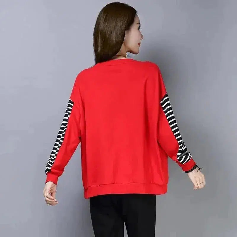 Cheky - Pocket Red Black Round Neck Spring Single Commuter Cotton