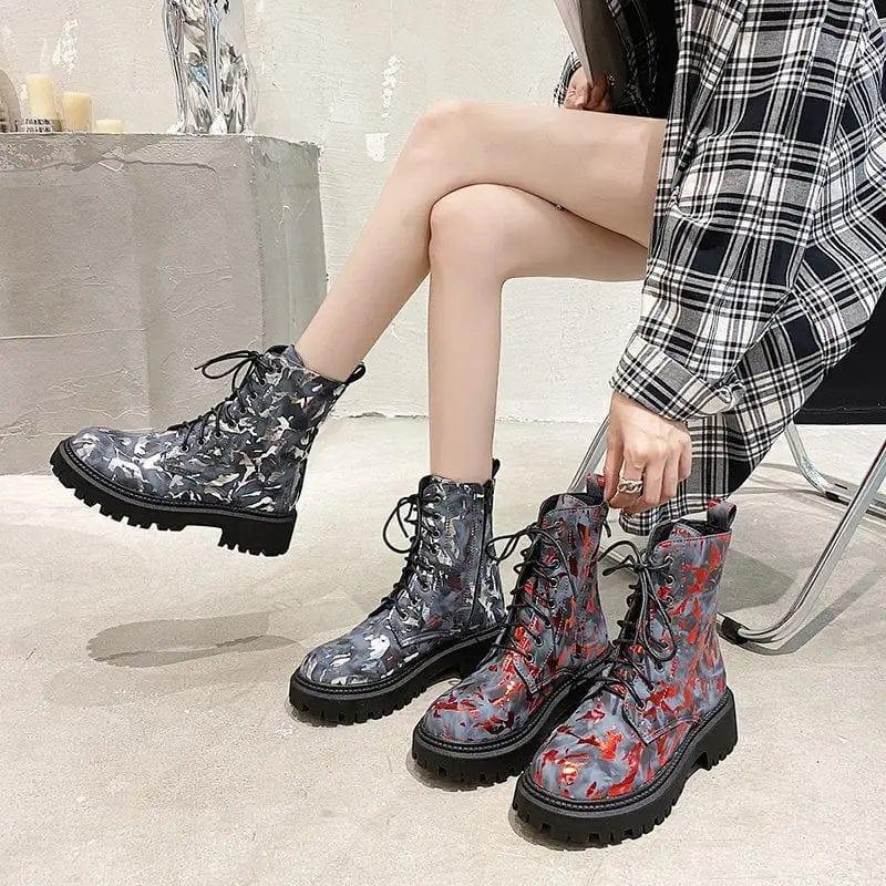 Cheky - Printed Martin boots women