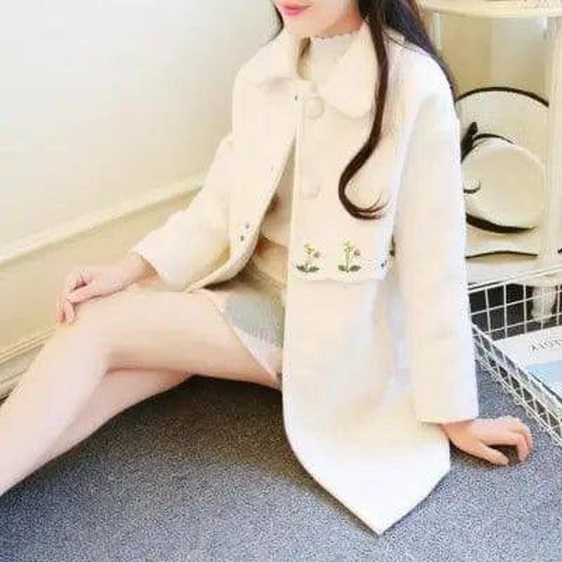 Cheky - Student embroidered woolen coat