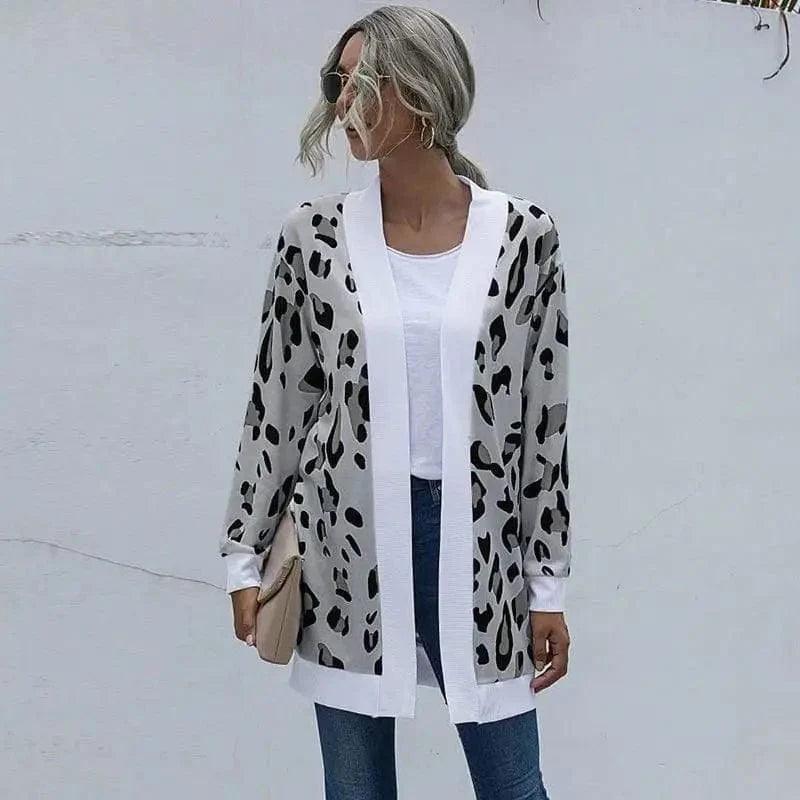 Cheky - Tie-dye Christmas Leopard Print Knitted Cardigan Jacket