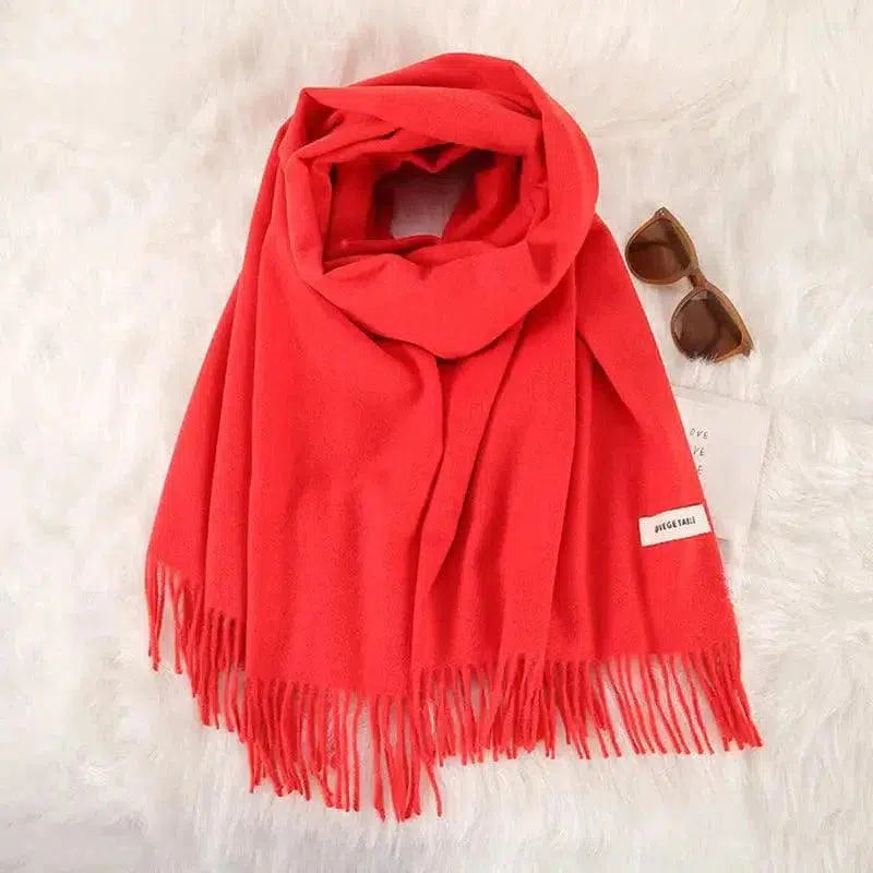 Cheky - Women's Fashionable All-match Cashmere Tassel Double-sided Scarf