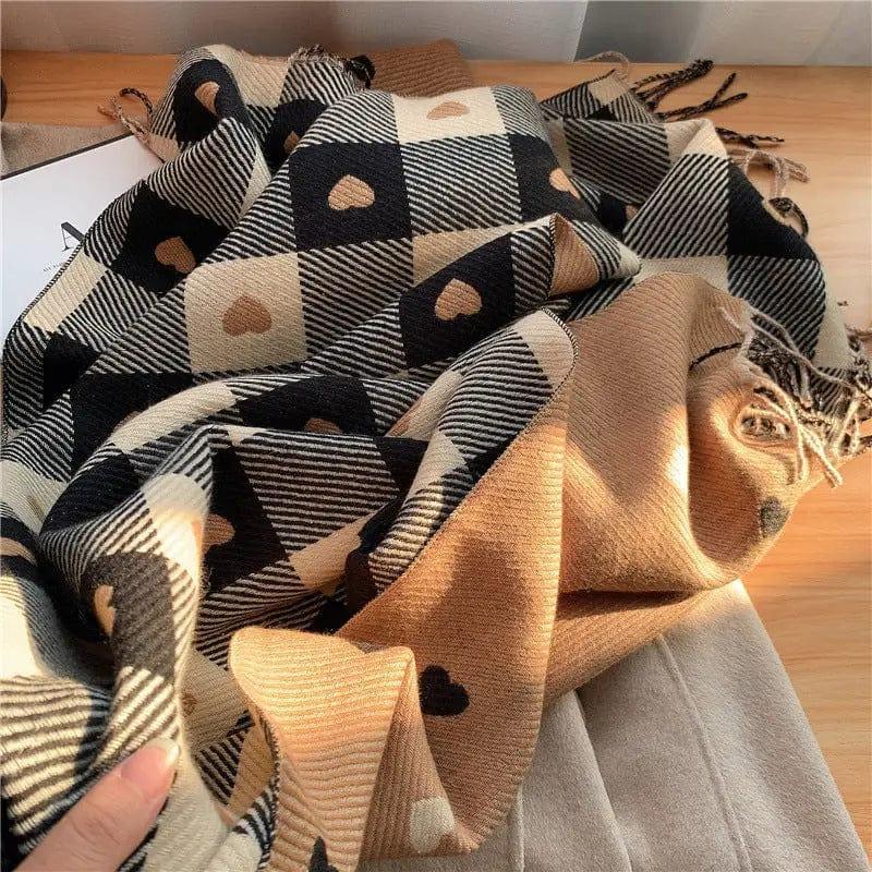 Cheky - Women's Love Thickened Checked Scarf