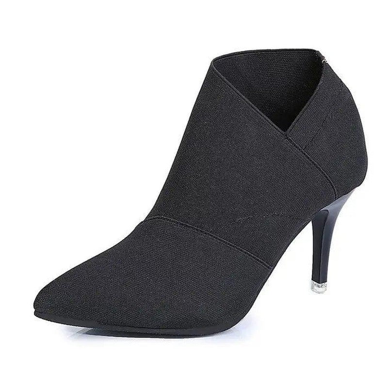 Cheky - Women Shoes Slip-On Retro High Heel Ankle Boot Elegant Cusp England Casual Short Boots Female Pointed Toe Stiletto Shoes